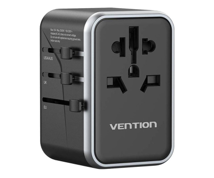 Ładowarka do smartfonów Vention Uniwersalny adapter podróżny 65W GaN 2x USB-A 2x USB-C